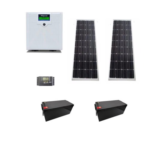 2kva Solar Set With 2kva Inverter + 2 Of 100amps Batteries & 2 Of 150w Solar Panels