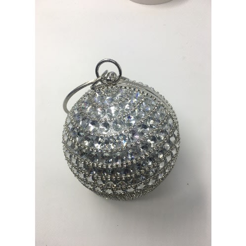 Round Stone Studded Purse - Silver