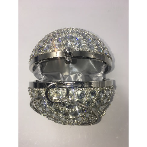 Round Stone Studded Purse - Silver