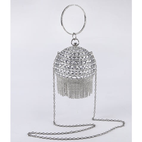 Round Stone Studded Purse - Silver