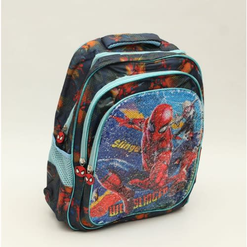 Boys Reversible Sequin Spiderman School Bag- Blue -28cm*15cm*38cm