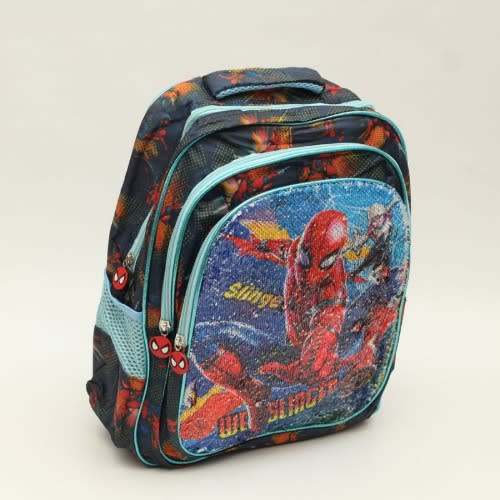 Boys Reversible Sequin Spiderman School Bag- Blue -28cm*15cm*38cm
