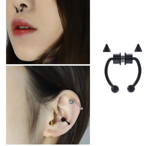 Non Piercing Fake Magnetic Horseshoe Nose Rings - 3 Pcs - Gold/silver/black