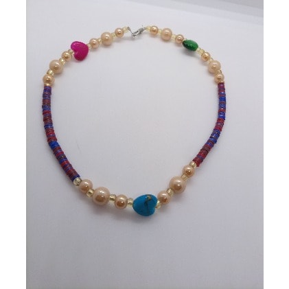 Acrylic Stone Heart Bead Glossy Choker Necklace