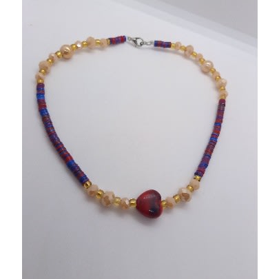 Acrylic Stone Heart Bead Glossy Choker Necklace