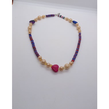 Acrylic Stone Heart Bead Glossy Choker Necklace