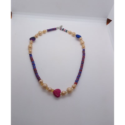 Acrylic Stone Heart Bead Glossy Choker Necklace