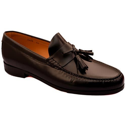 Calfskin Black Leather Shoes With Tassel