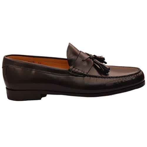Calfskin Black Leather Shoes With Tassel