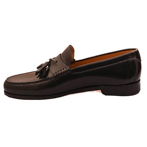 Calfskin Black Leather Shoes With Tassel
