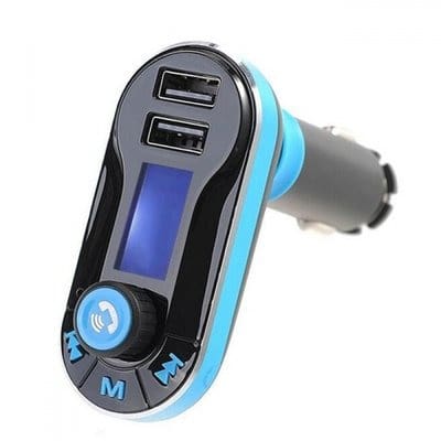 MP3 Player & FM Transmitter Dual USB Car Charger Kit - Blue
