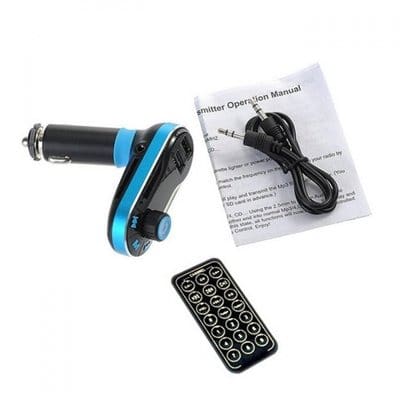 MP3 Player & FM Transmitter Dual USB Car Charger Kit - Blue