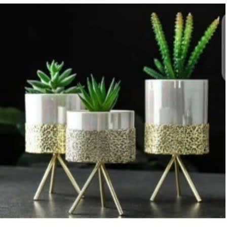 Faux Plant With Pot - Set Of 3
