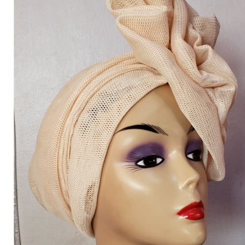 Peach Big Rose Turban Cap