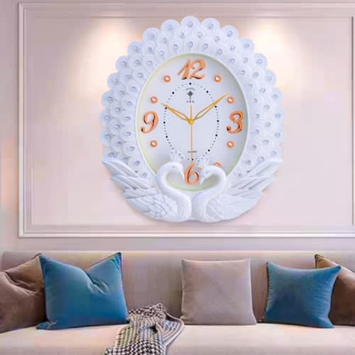 Modern Large Peacock Wall Clock Home Decor
