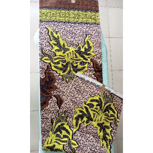 Non-bleeding Guaranteed Batik Wax Ankara With Large Brown And Yellow Leaves - 6yards