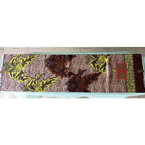 Non-bleeding Guaranteed Batik Wax Ankara With Large Brown And Yellow Leaves - 6yards