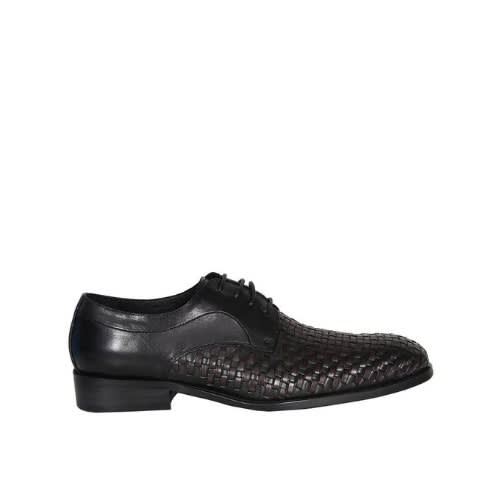 Men’s Smartly Matted Patterned Lace Up Shoe - Black - Msh-4727
