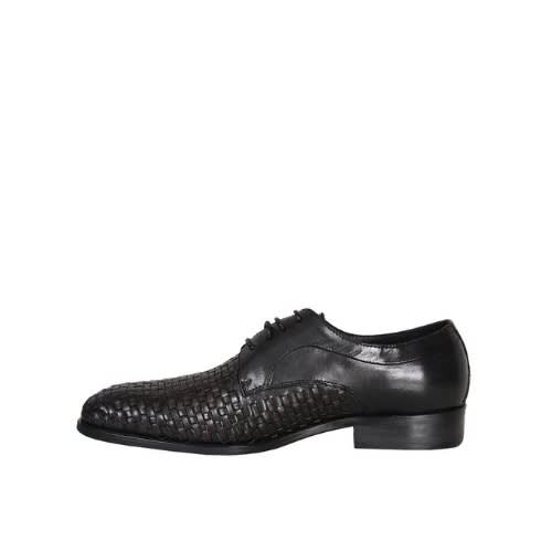 Men’s Smartly Matted Patterned Lace Up Shoe - Black - Msh-4727