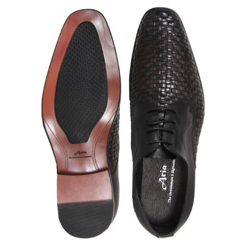 Men’s Smartly Matted Patterned Lace Up Shoe - Black - Msh-4727