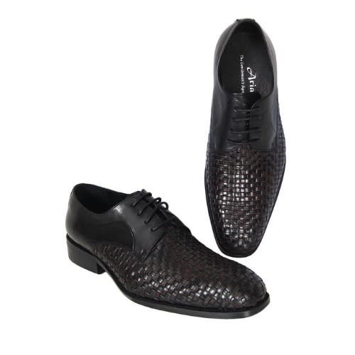 Men’s Smartly Matted Patterned Lace Up Shoe - Black - Msh-4727