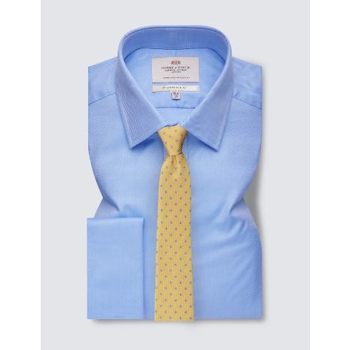 Twill Slim Fit Shirt - Double Cuffs - Blue