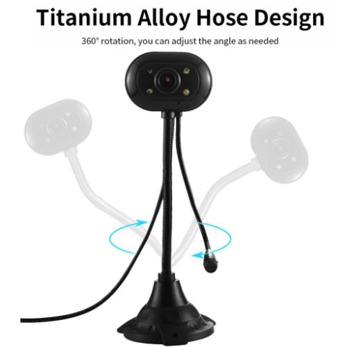 Webcam + Pc Camera With Mic 5.0 Mega Pixels USB 2.0 Driverless And 4 LED Lights