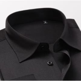 Men's Corporate Office Plain Long Sleeve Shirt - Black