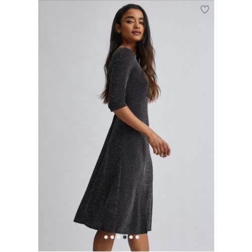 Shimmer Flutter Midi Dress - Black