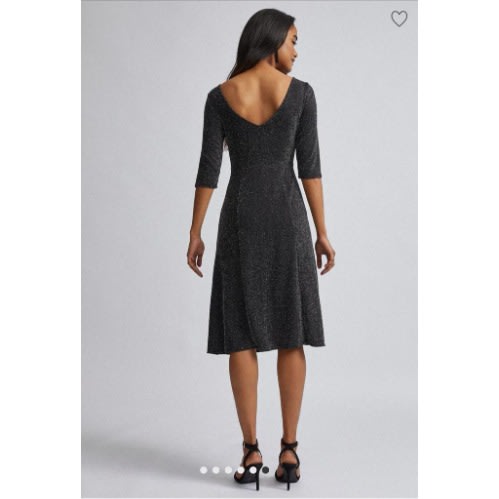 Shimmer Flutter Midi Dress - Black