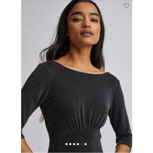 Shimmer Flutter Midi Dress - Black