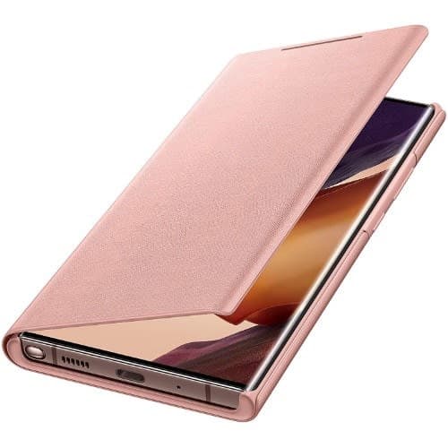 Led Flip Wallet Cover Case For Samsung Galaxy Note20 Ultra 5g - Brown