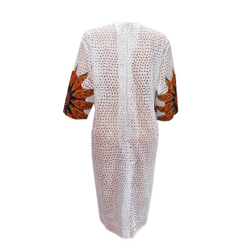 White Short Gown With Ankara Design