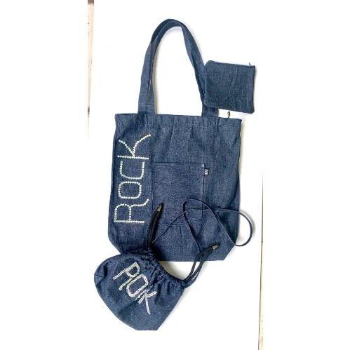 Rock Jean Tote Bag -3Pcs - Blue