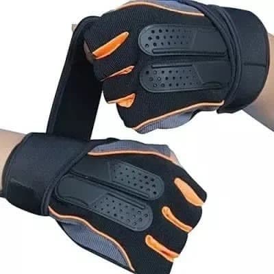 Weight Lifting Gym Gloves In Black And Orange
