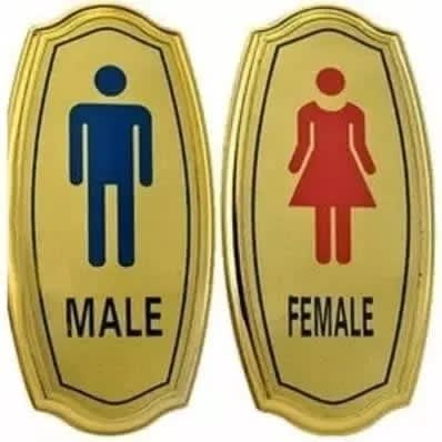 Male & Female Toilet Door Sign - Gold