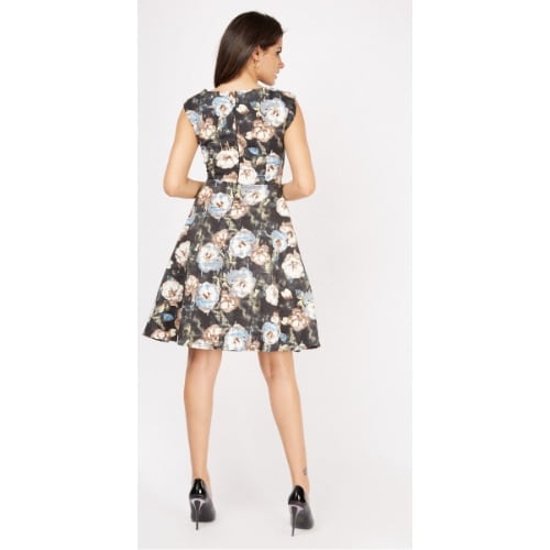 Floral Print Midi Skater Dress