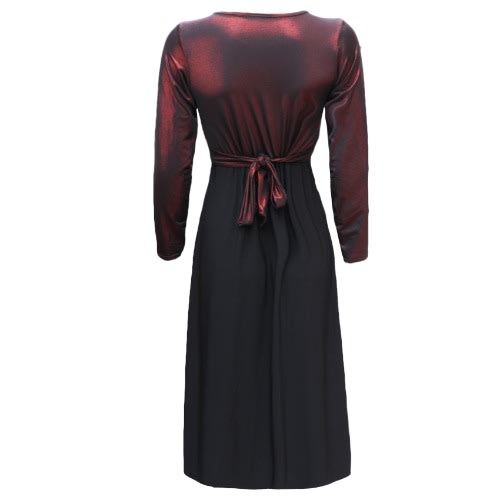 Embrossed Maxi Evening Dress-WINE