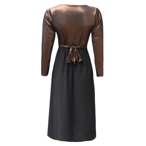 Embossed Maxi Evening Dress-GOLD