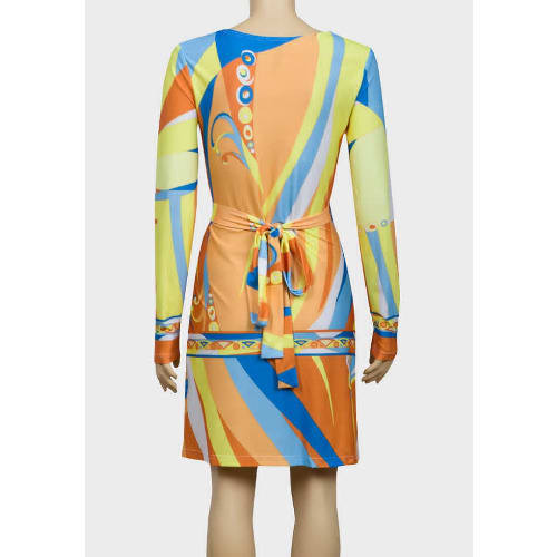 Ladies Geometric Print Wrap Style Dress