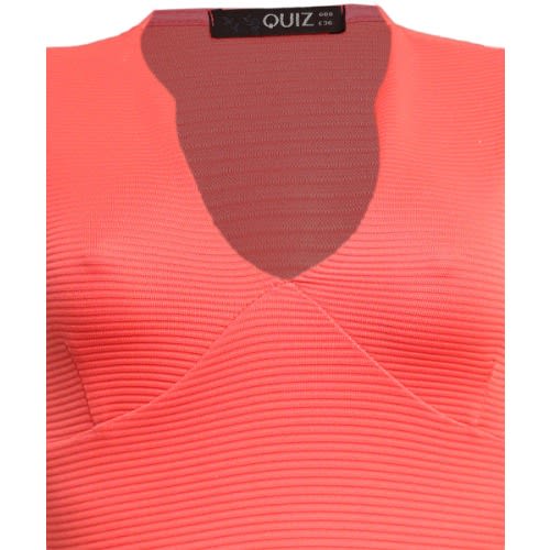 Simple Ladies Peplum Dress - Coral