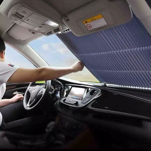 Retractable Windshield Sun Shade For Car - Wireless Cellular Sun Visor Protector