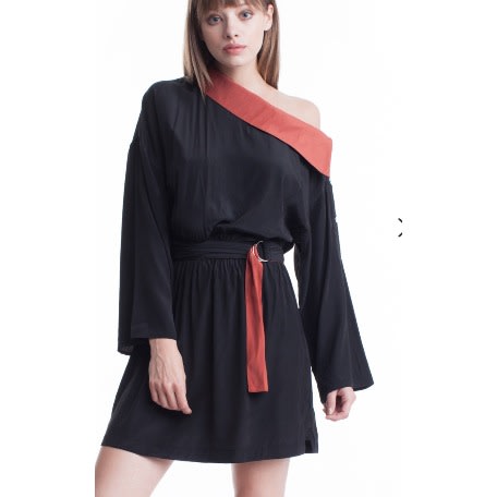 One Shoulder Color Contrast Dress