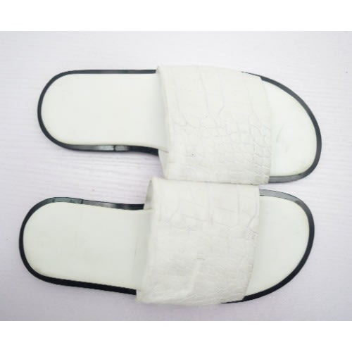 Men's Crocodile Leather Cover Pam Slippers - White