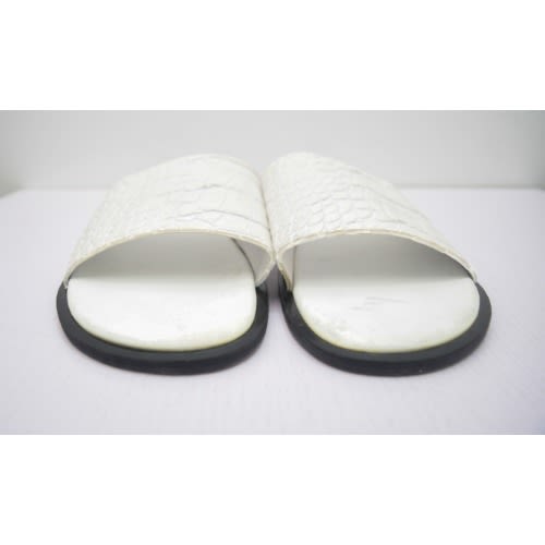 Men's Crocodile Leather Cover Pam Slippers - White