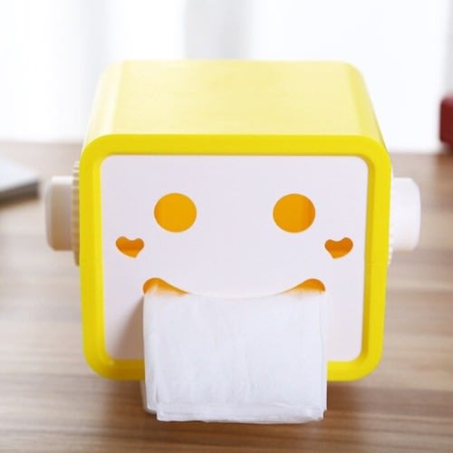 Tissue Box Plastic Removable Napkins Storage Box Cute Smile Tissue Box Yellow