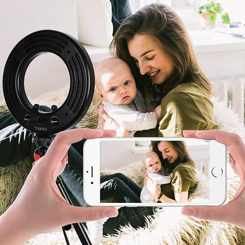 9 inches LED Ring Light With Tabletop Tripod + Phone Holder & Mirror
