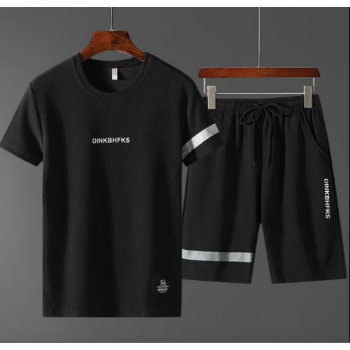 2 In 1 Men's Sport Short Sleeve T-shirt And Short - All Black