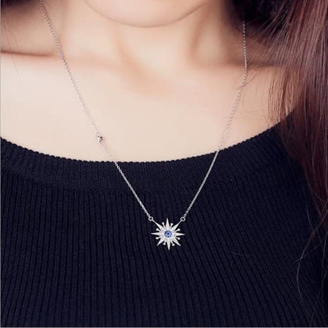 Women Fashion S925 Diamond Silver Pendent Necklace