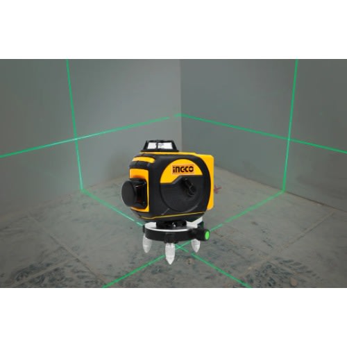 Ingco 3d All Lines 8/12/16 Lines Green Laser Level 0-30m Hll255267 With Tripod